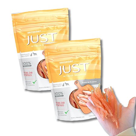 Kit 2 Just Petisco Para Cães Natural Tiras de Frango 55g