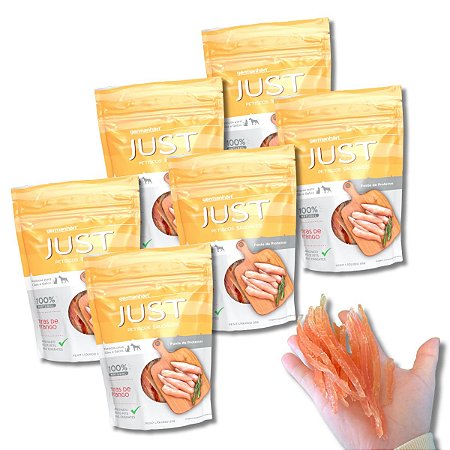 Kit 6 Just Petisco Para Cães Natural Tiras de Frango 55g