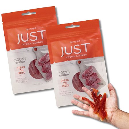 Kit 2 Just Petisco Para Cães Natural Steak de Pato 75g