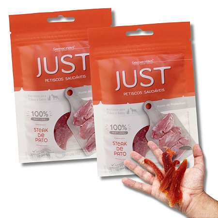 Kit 2 Just Petisco Para Cães Natural Steak de Pato 55g