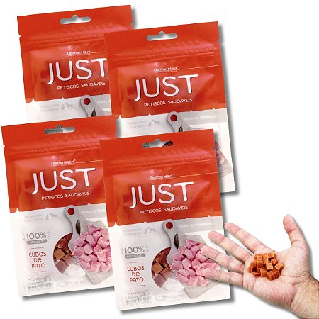 Kit 4 Just Petisco Para Cães Natural Cubos de Pato 55g