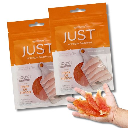 Kit 2 Just Petisco Para Cães Natural Steak de Frango 55g