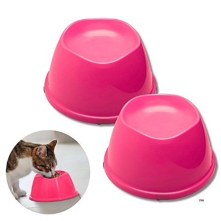 Kit Comedouro e Bebedouro Alto Para Cães e Gatos Stark High Pink Neon