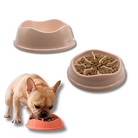 Kit Comedouro Lento Interativo e Bebedouro Para Cães Stark Slow 350ml Rosê