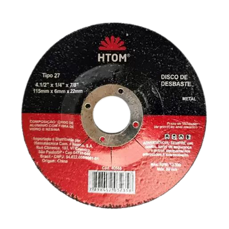 DISCO DE DESBASTE 4 1/2 115X6,4X22,2MM HTOM(5 N) 40565