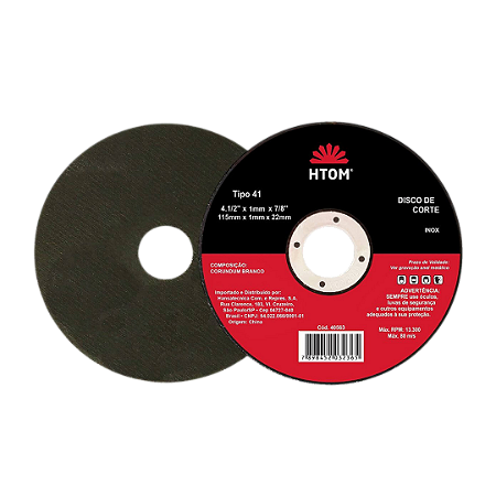 DISCO DE CORTE 41/2 115X1.0X22.2MM HTOM (10 N)