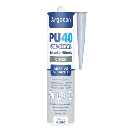 Adesivo Selante PU 40 Cinza Argacon 400g Uso Profissional