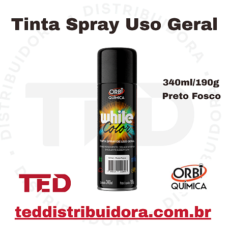TINTA SPRAY USO GERAL PRETO FOSCO ORBI 340ML/190G