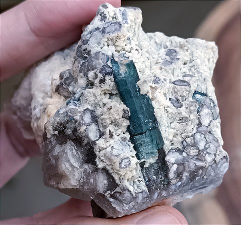 Turmalina Azulada em curiosa formação de Mica