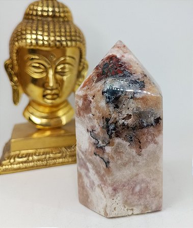 Ponta Ametista Rosa com Inclusão de Jaspe