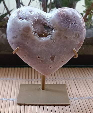 Coração de Ametista Rosa com Geodo 02