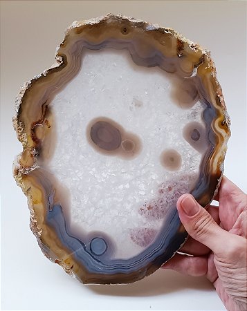 Chapa de Ágata com Renda Azul