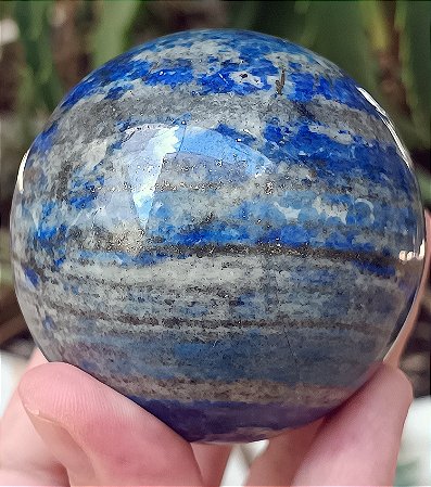 Esfera Lápis Lazúli com Pirita (reagente à luz UV)