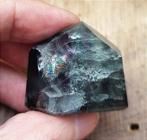 Ponta de Fluorita com Arco-íris