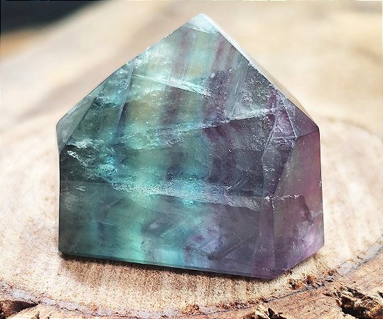 Ponta de Fluorita com padrão de cores