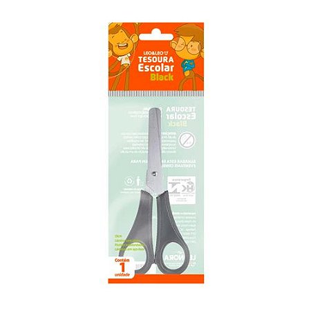 TESOURA ESCOLAR PRETA 13 CM LEONORA LEOELEO