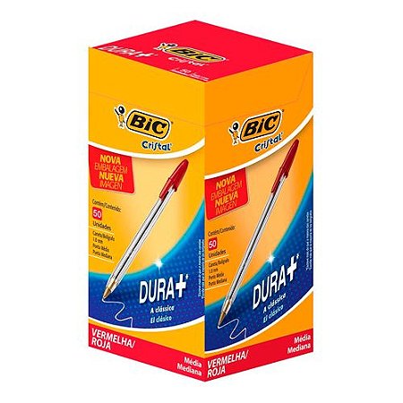 CANETA CRISTAL ORIGINAL1.0MM PONTA MEDIA VERMELHO C/50 BIC