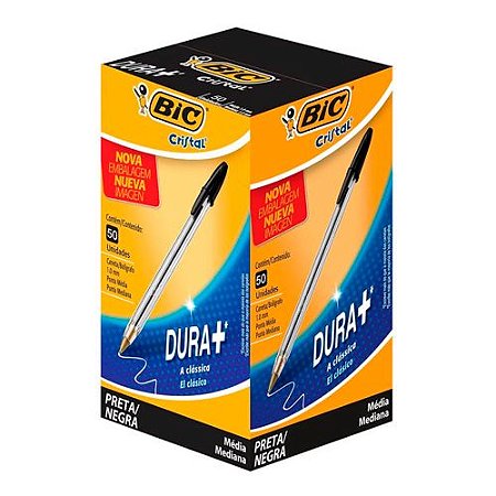 CANETA CRISTAL ORIGINAL 1.0 PONTA MEDIA PRETO C/50 BIC