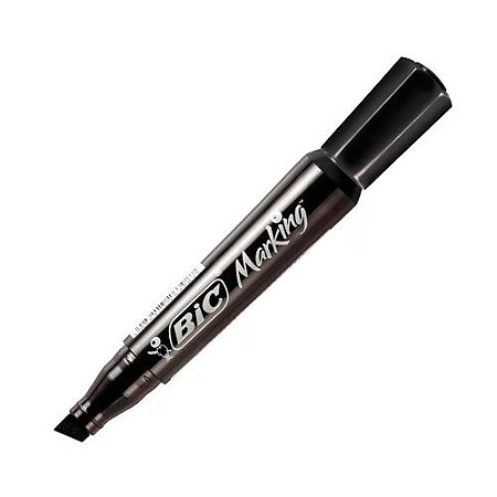 MARCADOR PERMANENTE MARKING RECARREGAVEL PONTA CHANFRADA 1.5 A 3.0MM PRETO C/12 BIC