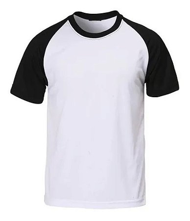 Camiseta Raglan Manga e Gola Preta