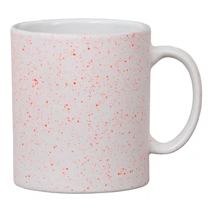 Canecas de Cerâmica Splash Para Sublimação Branca Com Laranja Neon Fosca 310ml