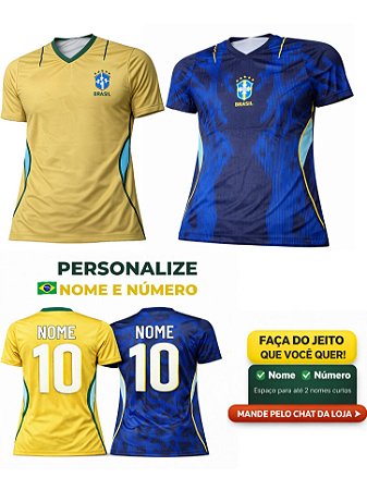 Camiseta Brasil 2026 Azul e Amarelo | Estilo Copa | Leve e Confortável