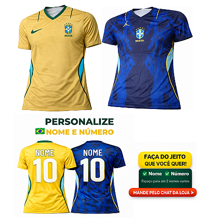 Camiseta Brasil 2026 Azul e Amarelo | Estilo Copa | Leve e Confortável | Dry Fit c/ Elastano