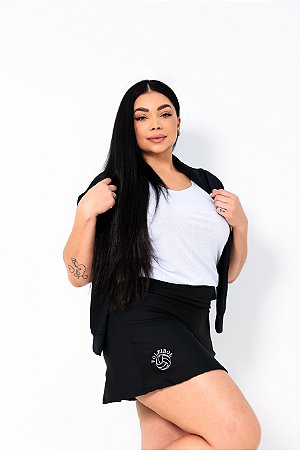 SHORTS SAIA SUPLEX PRETO BOLA BRANCA