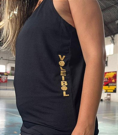 REGATA FURADINHA PRETA VOLEIBOL P AO GG