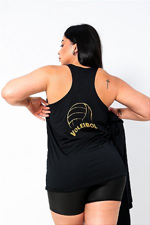 REGATA FURADINHA PRETA VOLEIBOL P AO GG