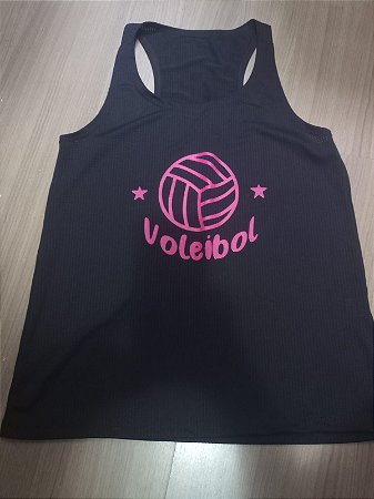 REGATA FURADINHA PRETA BOLA PINK P