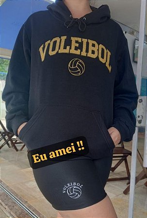 BLUSA MOLETOM CANGURU PRETO / DOURADO M AO GG