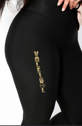 LEGGING PRETA VOLEIBOL DOURADO