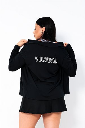 CASACO SUPLEX PRETO COM BRANCO