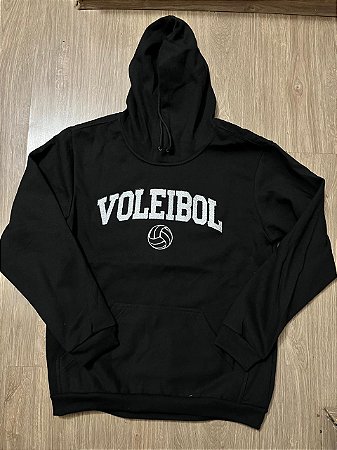 BLUSA MOLETOM CANGURU PRETO / BRANCO P AO GG