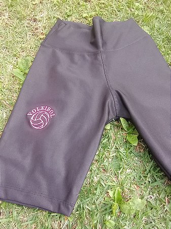 BERMUDA SUPLEX PRETA BOLA VOLEI ROSA P