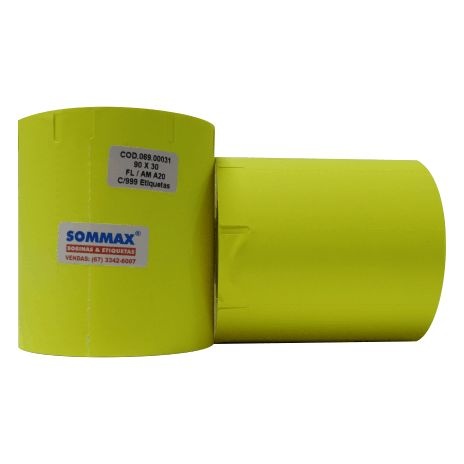 Etiqueta para FRISO 90x30mm Fluorescente Amarelo Com Gap Lateral Adesivo