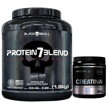 Protein 7 Blend 1,8kg - Black Skull Chocolate + Creatina 300g Probiótica
