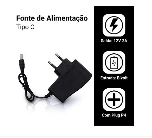 Fonte de Alimentação 12V 2A Bivolt