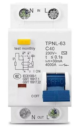 Disjuntor DR Bipolar Fuga 2P 63A 40mA