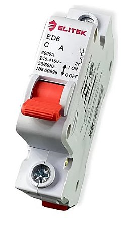 Disjuntor Unipolar Din 50A Curva C Elitek
