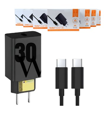 Carregadores Turbo 30w Pd + Cabo Tipo C Preto