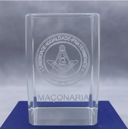 Cubo Decorativo Maçonaria em Vidro Premium