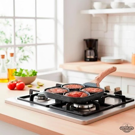 Frigideira Antiaderente 4 Partes para Ovo e Hambúrguer
