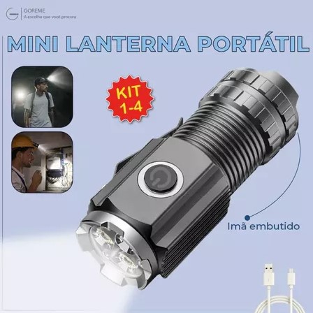 Mini Lanterna Portátil LED com Imã e Carregador USB