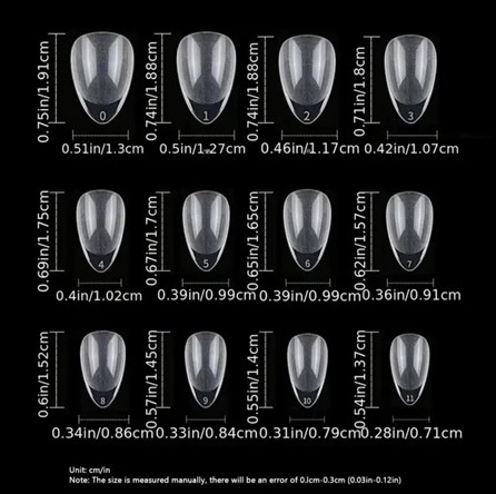 Kit 240 Unhas Acrílicas XS Curtas Foscas