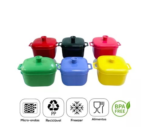 Kit 6 Panelas Micro-ondas Multiuso 1,5L Coloridas