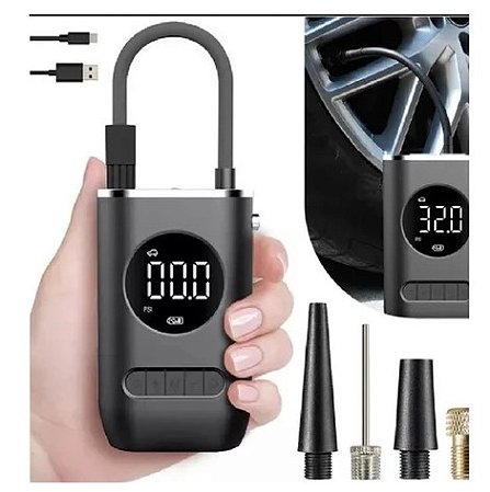 Compressor de Ar Digital Portátil para Pneus