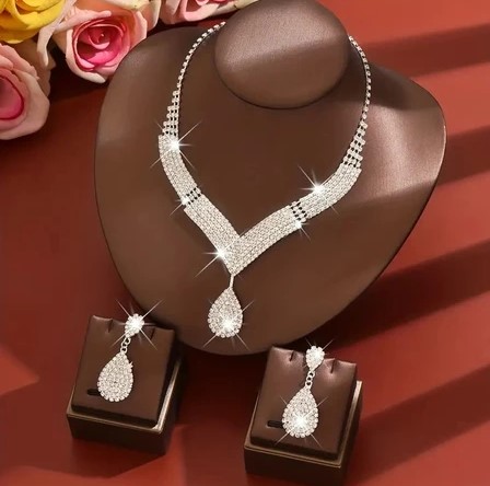 Conjunto de Joias Cristal Colar e Brincos Festa