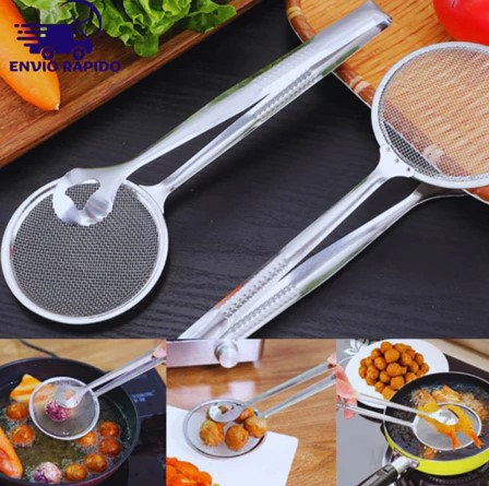 Pinça Escumadeira Inox para Frituras